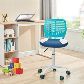 img 3 attached to 🪑 GreenForest Kids Desk Chair: Adjustable Height Computer Chair for Children with Swivel & Easy Clean – Turquoise and White