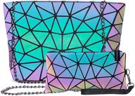 showcase your style with geometric luminous holographic handbags, wallets, and totes - women's messenger collection logo
