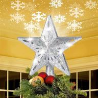 shining silver star christmas tree topper with rotating snowflake lights 🌟 – perfect for indoor xmas decor, holiday parties, and new year celebrations logo