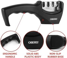 img 3 attached to 🔪 OBERLY Kitchen Knife Sharpener - Professional 4 Stage Handheld Sharpeners for Non-serrated Blades & Scissors, Anti-slip Mat & Cut Resistant Included