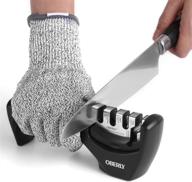 🔪 oberly kitchen knife sharpener - professional 4 stage handheld sharpeners for non-serrated blades & scissors, anti-slip mat & cut resistant included logo