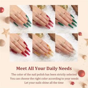 img 2 attached to 💅 Aokitec Gel Nail Polish Set - 6x7.5ml Soak Off Gel Polish Kit in 2021 New Light, Dark, Diamond, Red, Yellow, Green, and Gold Shades for DIY Home Manicures - Perfect Christmas Collection Gift for Women