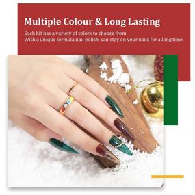 img 1 attached to 💅 Aokitec Gel Nail Polish Set - 6x7.5ml Soak Off Gel Polish Kit in 2021 New Light, Dark, Diamond, Red, Yellow, Green, and Gold Shades for DIY Home Manicures - Perfect Christmas Collection Gift for Women