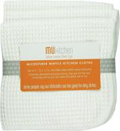 🧽 mukitchen microfiber waffle dishcloth, 12x12 inches, pack of 3, white logo