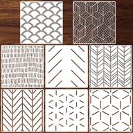 🎨 set of 8 herringbone geometric wall stencils - 12 x 12 inch | modern decorative stencils for walls, painting, and diy | reusable film | simple style wall stencil pattern logo