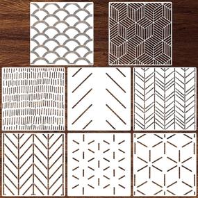 img 4 attached to 🎨 Set of 8 Herringbone Geometric Wall Stencils - 12 x 12 Inch | Modern Decorative Stencils for Walls, Painting, and DIY | Reusable Film | Simple Style Wall Stencil Pattern