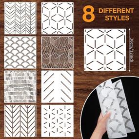 img 3 attached to 🎨 Set of 8 Herringbone Geometric Wall Stencils - 12 x 12 Inch | Modern Decorative Stencils for Walls, Painting, and DIY | Reusable Film | Simple Style Wall Stencil Pattern