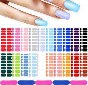 img 4 attached to 🌈 Stylish & Convenient: 20 Sheets 320 Pieces Full Wraps Self-Adhesive Nail Stickers - Solid Color Series