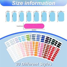img 3 attached to 🌈 Stylish & Convenient: 20 Sheets 320 Pieces Full Wraps Self-Adhesive Nail Stickers - Solid Color Series