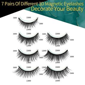 img 3 attached to 👁️ VESHELY Magnetic Eyelashes and Eyeliner Kit - 7 Pairs of Natural Reusable Magnetic Lashes Set, 3D Short and Long Magnetic False Fake Lashes - Easy Application, No Glue Required