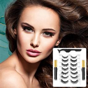 img 2 attached to 👁️ VESHELY Magnetic Eyelashes and Eyeliner Kit - 7 Pairs of Natural Reusable Magnetic Lashes Set, 3D Short and Long Magnetic False Fake Lashes - Easy Application, No Glue Required