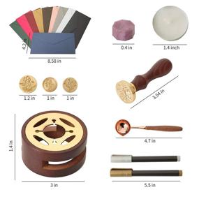 img 2 attached to 🔥 Inshere Wax Stamp Seals Kit - 24 Colorful 600PCS Wax Beads, Melting Spoon, 4 Tea Candles, 3 Wax Sealing Stamps, Sealing Wax Warmer, Envelopes & Metallic Pens - Ideal for Wax Seals, Crafts & Decoration