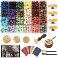 🔥 inshere wax stamp seals kit - 24 colorful 600pcs wax beads, melting spoon, 4 tea candles, 3 wax sealing stamps, sealing wax warmer, envelopes & metallic pens - ideal for wax seals, crafts & decoration logo