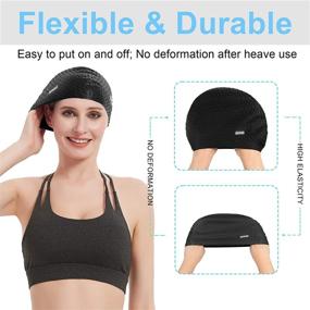 img 2 attached to 🏊 Aegend Swim Cap 2 Pack for Women and Men - Silicone Swimming Caps for Long Hair with Non-Slip Texture and Superior Elasticity - Effortless to Wear and Remove