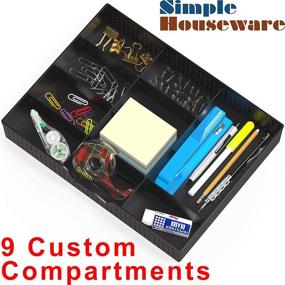 img 2 attached to 🗄️ Black Drawer Organizer Tray with 9 Adjustable Compartments - Simple Houseware for Enhanced Organization and Storage