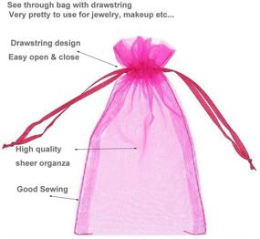 img 3 attached to Свадебное Рождество: 100 штук горяче-розовых органзовых мешочков на завязках, размером 5x7 дюймов, сумки для ювелирных изделий - сумки для подарков