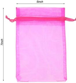 img 2 attached to Свадебное Рождество: 100 штук горяче-розовых органзовых мешочков на завязках, размером 5x7 дюймов, сумки для ювелирных изделий - сумки для подарков