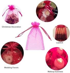 img 1 attached to Свадебное Рождество: 100 штук горяче-розовых органзовых мешочков на завязках, размером 5x7 дюймов, сумки для ювелирных изделий - сумки для подарков