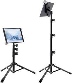 img 4 attached to 📱 360° Rotatable iPad Tripod Stand Mount: Adjustable Height Floor Stand for iPad, iPad Pro 12.9/11 & 9.5-14.5" Tablets