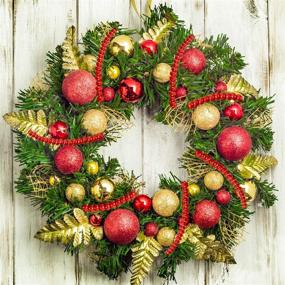 img 1 attached to 🎄 Charming Burgundy Wooden Bead Garland Wreath - Perfect for Christmas Party Holiday Decorations!