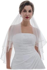img 4 attached to 🏻 Exquisite SAMKY 2T 2 Tier Silver Bugle Beaded Bridal Wedding Veil - Timeless Elegance Enriched