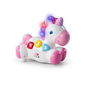 img 4 attached to 🦄 Bright Starts Rock & Glow Unicorn: Fun Crawling Baby Toy with Lights and Melodies - Age 6 months+, Pink