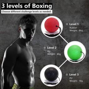 img 3 attached to Enhance Reaction Punching Speed and Hand Eye Coordination with Boxing Reflex Ball Set - 3 Training Levels for All Ages, Includes Adjustable Headband - Portable and Fun Game