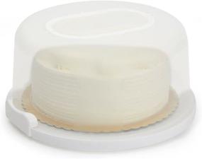 img 1 attached to 🎂 10-Inch Round Cake Carrier with Lid and Handle for Desserts (12 x 5.9 In)