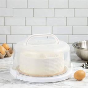 img 3 attached to 🎂 10-Inch Round Cake Carrier with Lid and Handle for Desserts (12 x 5.9 In)