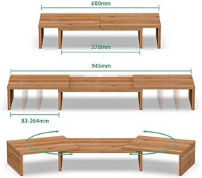 img 1 attached to Well Weng Dual Monitor Riser: Adjustable Length & Angle Stand with 3-Shelf Storage Organizer in Bamboo