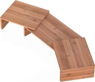 well weng dual monitor riser: adjustable length & angle stand with 3-shelf storage organizer in bamboo логотип