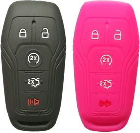 img 4 attached to Alegender Qty(2) Silicone Smart Key Fob Cover Case Jacket Protector Holder For Ford Fusion F-150 Mustang Edge Lincoln MKZ MKC 5 Buttons Smart Keyless Remote