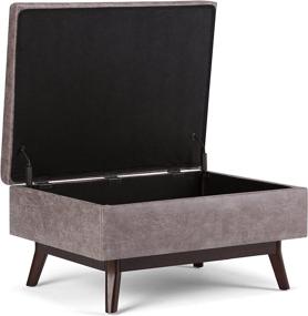 img 2 attached to SimpliHome Owen 34-inch Rectangular Coffee Table with Lift Top Storage Ottoman, Cocktail Footrest Stool in Upholstered Distressed Grey Taupe Faux Air Leather, Mid-Century Modern Style for Living Room