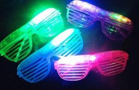 img 4 attached to 🕶️ 12 Piece Slotted & Shutter Shades Light Up Glasses for All Ages (5 Assorted Colors: White, Purple, Green, Blue, & Pink) - Perfect for Any Occasion!