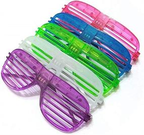 img 2 attached to 🕶️ 12 Piece Slotted & Shutter Shades Light Up Glasses for All Ages (5 Assorted Colors: White, Purple, Green, Blue, & Pink) - Perfect for Any Occasion!