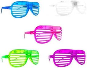 img 3 attached to 🕶️ 12 Piece Slotted & Shutter Shades Light Up Glasses for All Ages (5 Assorted Colors: White, Purple, Green, Blue, & Pink) - Perfect for Any Occasion!