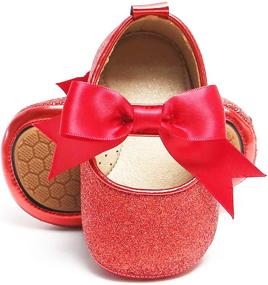 img 2 attached to 👑 Kiderence Bowknot Princess Flats for Toddler Girls - Prewalker Shoes