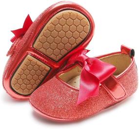 img 4 attached to 👑 Kiderence Bowknot Princess Flats for Toddler Girls - Prewalker Shoes