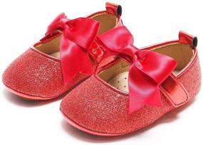 img 3 attached to 👑 Kiderence Bowknot Princess Flats for Toddler Girls - Prewalker Shoes