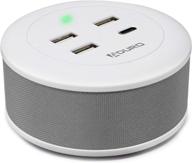 aduro usb charging station for multiple devices [powerup flair] desktop fast charger 4-port usb hub for iphone ipad tablets smartphones white/grey logo