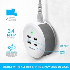 img 3 attached to Aduro USB Charging Station For Multiple Devices [PowerUp Flair] Desktop Fast Charger 4-Port USB Hub For IPhone IPad Tablets Smartphones White/Grey