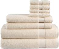 🛀 cotton cozy indulgence - luxury 8-piece towel set: 2 bath towels, 2 hand towels, and 4 washcloths, 600 gsm, 100% cotton, high absorbency, soft feel, machine washable – ivory, american construction logo