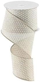 img 1 attached to 🎀 Premium Quality Natural White Raised Swiss Polka Dots Wired Ribbon - 2.5 Inches x 10 Yards