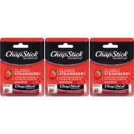 💋 chapstick lip balm-classic strawberry 3 pack: moisturizing lip care for soft, smooth lips logo