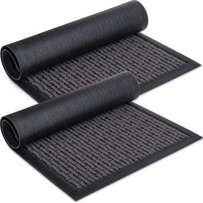 img 4 attached to 🏞️ Sierra Concepts Heavy Duty 2-Pack Front Door Mat - Welcome Rug Doormat - Floor, Indoor Outdoor Entrance Mats, Entryway, Inside Outside Waterproof, Porch, Garage, 30" x 17" Gray Chain-Link Pattern: Durable and Stylish Solution for Enhanced Home Entrances