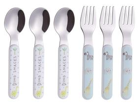 img 4 attached to 🍴 ANNOVA Kids Silverware Set 2021 - Stainless Steel Children's Flatware with Plastic Handle - BPA Free Toddler Utensils - 6 Piece Cutlery Set for Babies and Infants, No Knives - New Packaging