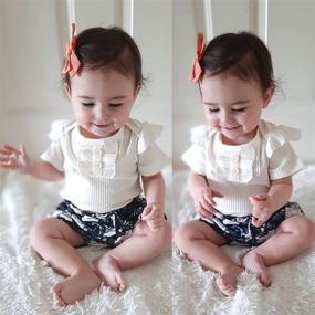 img 3 attached to Adorable Baby Girl Solid Ribbed Tank Top Sleeveless Romper + Floral Bloomers Shorts Outfit – Cute and Comfy Summer Ensemble!