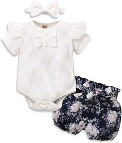 img 4 attached to Adorable Baby Girl Solid Ribbed Tank Top Sleeveless Romper + Floral Bloomers Shorts Outfit – Cute and Comfy Summer Ensemble!