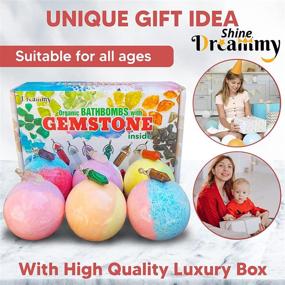 img 3 attached to 🌈 Kids' Surprise Gemstone Jewelry Organic Bath Bombs: Handmade Bubble Bath Gift Set for Girls. Fizzies Spa Kit with Moisturizing Essential Oils, Ideal for Dry and Sensitive Skin by SHINE DREAMMY