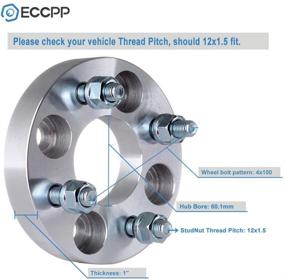 img 3 attached to 🔩 ECCPP 4X 1-дюймовые (25 мм) дистанционные колеса 4x100 мм с 4-гнездовым шаблоном, с шпильками 12x1,5 и ступицей 60,1 мм